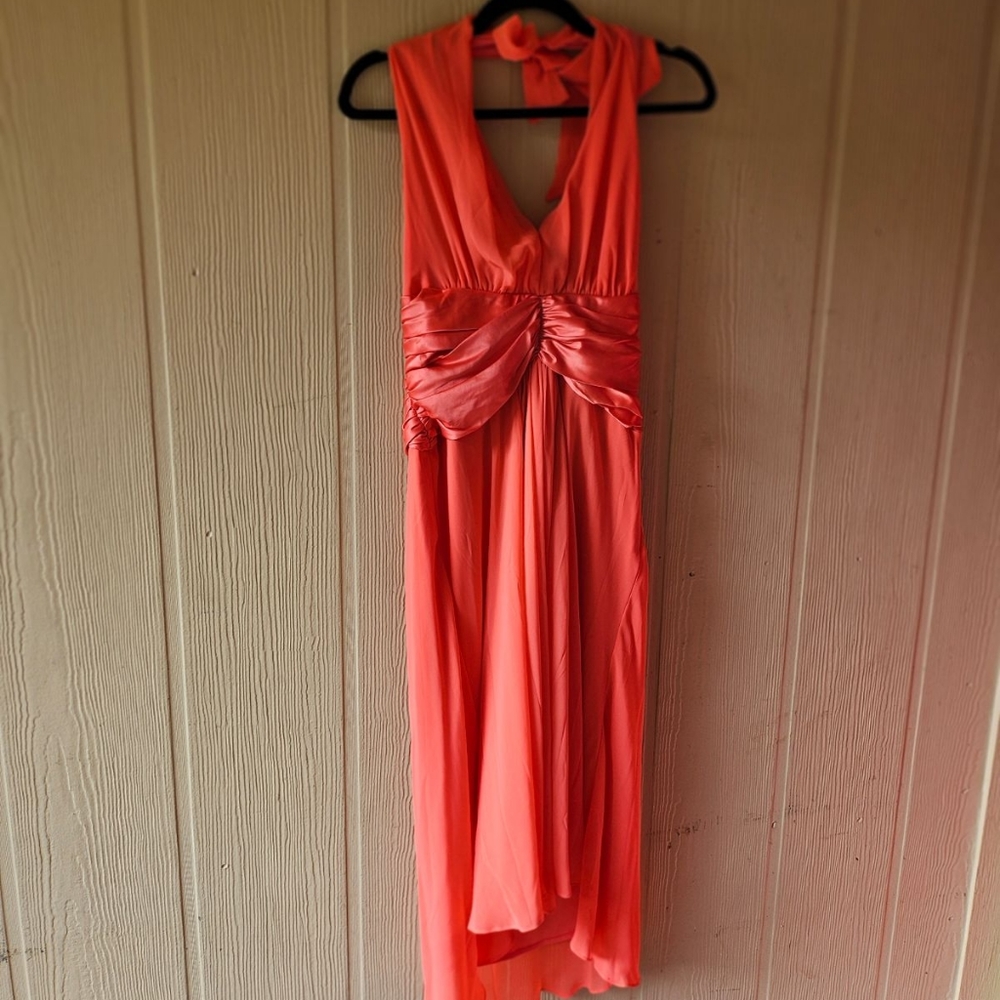 Peach Halter Dress Size 12 by London Style
